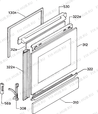 Взрыв-схема плиты (духовки) Zanussi ZC640B - Схема узла Door 003